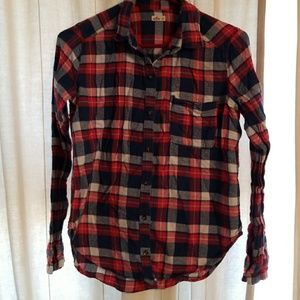 Hollister red and blue flannel
